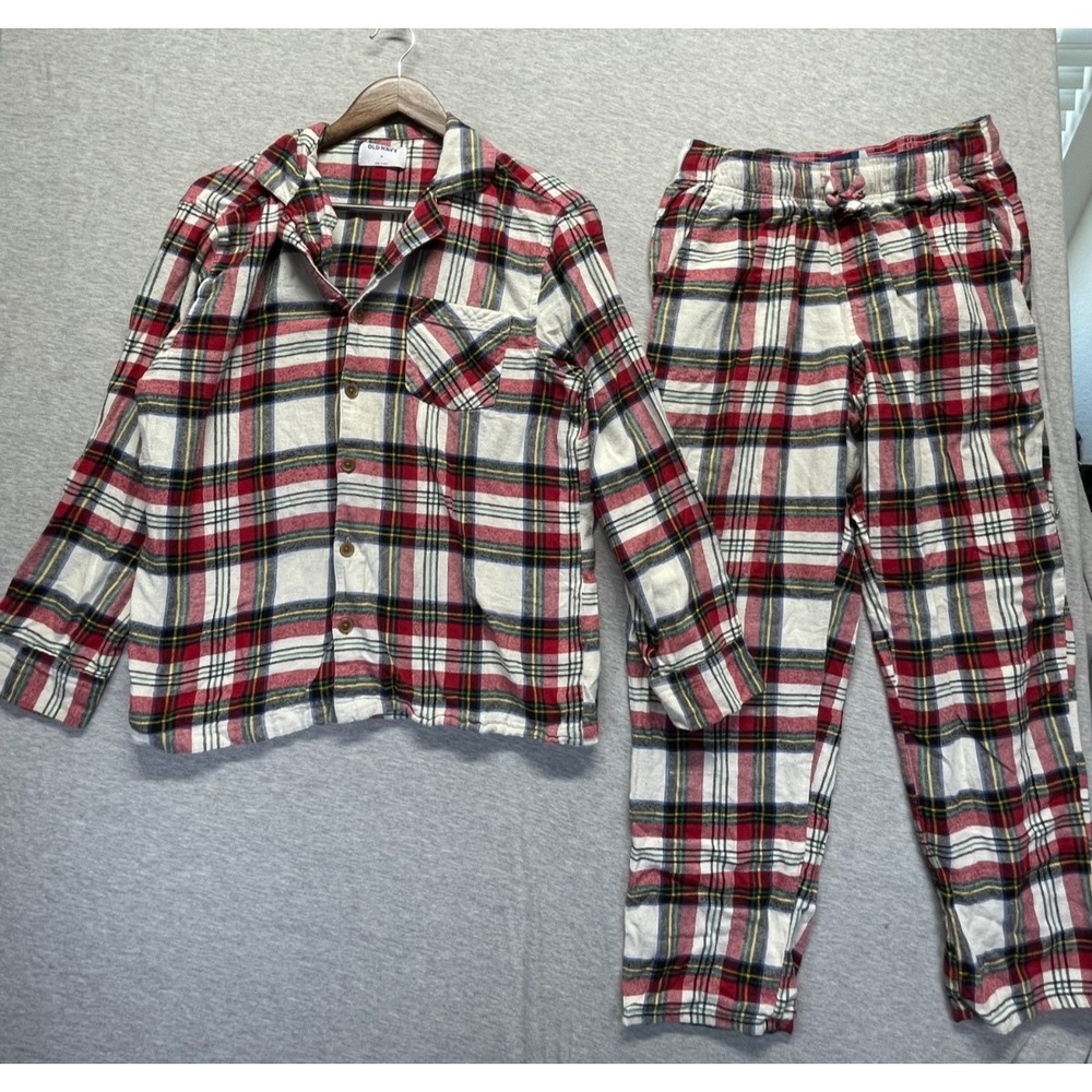 Old Navy Flannel Pajama Set Women Medium Multi Tartan Plaid Sleepwear Drawstring